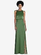 Rear View Thumbnail - Vineyard Green High-Neck Low Tie-Back Maxi Dress with Adjustable Straps