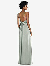 Front View Thumbnail - Willow Green High-Neck Low Tie-Back Maxi Dress with Adjustable Straps