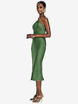 Side View Thumbnail - Vineyard Green Diamond Halter Bias Midi Slip Dress with Convertible Straps