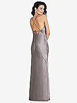 Rear View Thumbnail - Cashmere Gray V-Neck Convertible Strap Bias Slip Dress with Front Slit