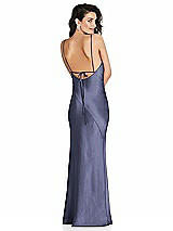 Alt View 1 Thumbnail - French Blue V-Neck Convertible Strap Bias Slip Dress with Front Slit