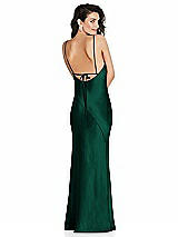Alt View 1 Thumbnail - Hunter Green V-Neck Convertible Strap Bias Slip Dress with Front Slit