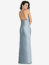 Rear View Thumbnail - Mist V-Neck Convertible Strap Bias Slip Dress with Front Slit
