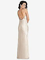 Rear View Thumbnail - Oat V-Neck Convertible Strap Bias Slip Dress with Front Slit