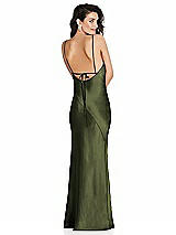 Alt View 1 Thumbnail - Olive Green V-Neck Convertible Strap Bias Slip Dress with Front Slit