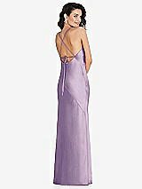 Rear View Thumbnail - Pale Purple V-Neck Convertible Strap Bias Slip Dress with Front Slit