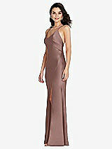 Side View Thumbnail - Sienna V-Neck Convertible Strap Bias Slip Dress with Front Slit