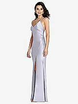 Side View Thumbnail - Silver Dove V-Neck Convertible Strap Bias Slip Dress with Front Slit