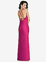 Rear View Thumbnail - Think Pink V-Neck Convertible Strap Bias Slip Dress with Front Slit