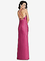 Rear View Thumbnail - Tea Rose V-Neck Convertible Strap Bias Slip Dress with Front Slit