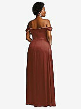 Rear View Thumbnail - Auburn Moon Off-the-Shoulder Flounce Sleeve Empire Waist Gown with Front Slit