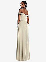 Alt View 3 Thumbnail - Champagne Off-the-Shoulder Flounce Sleeve Empire Waist Gown with Front Slit