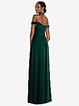 Alt View 3 Thumbnail - Evergreen Off-the-Shoulder Flounce Sleeve Empire Waist Gown with Front Slit