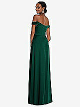 Alt View 3 Thumbnail - Hunter Green Off-the-Shoulder Flounce Sleeve Empire Waist Gown with Front Slit