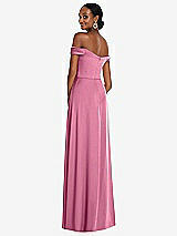 Alt View 3 Thumbnail - Orchid Pink Off-the-Shoulder Flounce Sleeve Empire Waist Gown with Front Slit