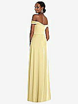 Alt View 3 Thumbnail - Pale Yellow Off-the-Shoulder Flounce Sleeve Empire Waist Gown with Front Slit