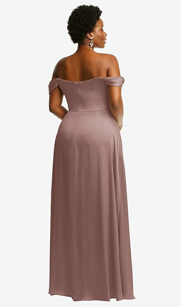 Back View - Sienna Off-the-Shoulder Flounce Sleeve Empire Waist Gown with Front Slit