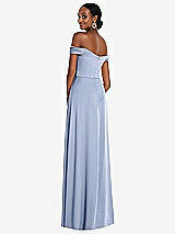 Alt View 3 Thumbnail - Sky Blue Off-the-Shoulder Flounce Sleeve Empire Waist Gown with Front Slit