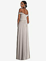 Alt View 3 Thumbnail - Taupe Off-the-Shoulder Flounce Sleeve Empire Waist Gown with Front Slit