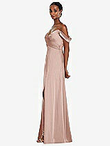 Alt View 2 Thumbnail - Toasted Sugar Off-the-Shoulder Flounce Sleeve Empire Waist Gown with Front Slit