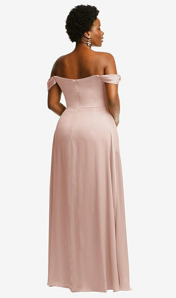 Back View - Toasted Sugar Off-the-Shoulder Flounce Sleeve Empire Waist Gown with Front Slit