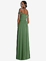 Alt View 3 Thumbnail - Vineyard Green Off-the-Shoulder Flounce Sleeve Empire Waist Gown with Front Slit