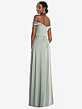 Alt View 3 Thumbnail - Willow Green Off-the-Shoulder Flounce Sleeve Empire Waist Gown with Front Slit