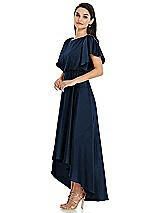 Side View Thumbnail - Midnight Navy Blouson Bodice Deep V-Back High Low Dress with Flutter Sleeves