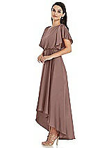 Side View Thumbnail - Sienna Blouson Bodice Deep V-Back High Low Dress with Flutter Sleeves