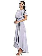 Side View Thumbnail - Silver Dove Blouson Bodice Deep V-Back High Low Dress with Flutter Sleeves
