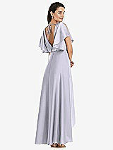 Rear View Thumbnail - Silver Dove Blouson Bodice Deep V-Back High Low Dress with Flutter Sleeves