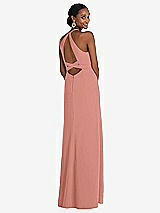 Alt View 1 Thumbnail - Desert Rose Halter Criss Cross Cutout Back Maxi Dress