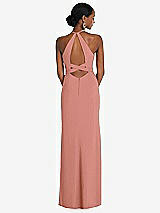 Front View Thumbnail - Desert Rose Halter Criss Cross Cutout Back Maxi Dress