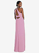 Alt View 1 Thumbnail - Powder Pink Halter Criss Cross Cutout Back Maxi Dress