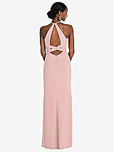 Front View Thumbnail - Rose - PANTONE Rose Quartz Halter Criss Cross Cutout Back Maxi Dress