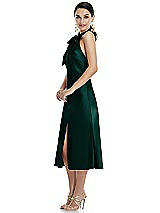Side View Thumbnail - Evergreen Scarf Tie Stand Collar Midi Bias Dress with Front Slit