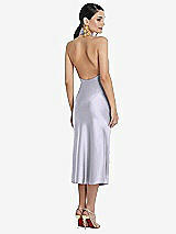 Rear View Thumbnail - Silver Dove Scarf Tie Stand Collar Midi Bias Dress with Front Slit