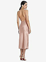 Rear View Thumbnail - Toasted Sugar Scarf Tie Stand Collar Midi Bias Dress with Front Slit