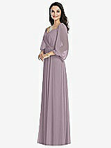 Front View Thumbnail - Lilac Dusk Off-the-Shoulder Puff Sleeve Maxi Dress with Front Slit