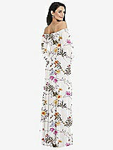Rear View Thumbnail - Butterfly Botanica Ivory Off-the-Shoulder Puff Sleeve Maxi Dress with Front Slit