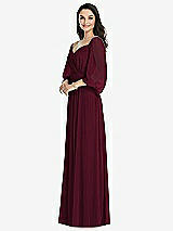 Front View Thumbnail - Cabernet Off-the-Shoulder Puff Sleeve Maxi Dress with Front Slit
