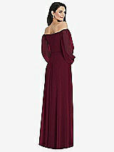 Rear View Thumbnail - Cabernet Off-the-Shoulder Puff Sleeve Maxi Dress with Front Slit