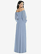 Rear View Thumbnail - Cloudy Off-the-Shoulder Puff Sleeve Maxi Dress with Front Slit