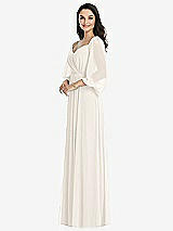 Front View Thumbnail - Ivory Off-the-Shoulder Puff Sleeve Maxi Dress with Front Slit