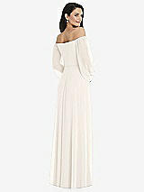 Rear View Thumbnail - Ivory Off-the-Shoulder Puff Sleeve Maxi Dress with Front Slit