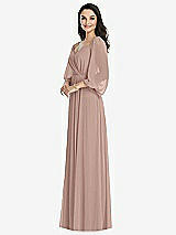 Front View Thumbnail - Neu Nude Off-the-Shoulder Puff Sleeve Maxi Dress with Front Slit