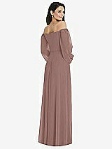 Rear View Thumbnail - Sienna Off-the-Shoulder Puff Sleeve Maxi Dress with Front Slit