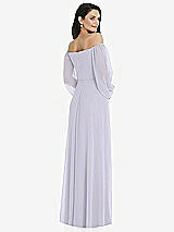 Rear View Thumbnail - Silver Dove Off-the-Shoulder Puff Sleeve Maxi Dress with Front Slit