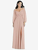 Alt View 1 Thumbnail - Toasted Sugar Off-the-Shoulder Puff Sleeve Maxi Dress with Front Slit