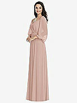 Front View Thumbnail - Toasted Sugar Off-the-Shoulder Puff Sleeve Maxi Dress with Front Slit